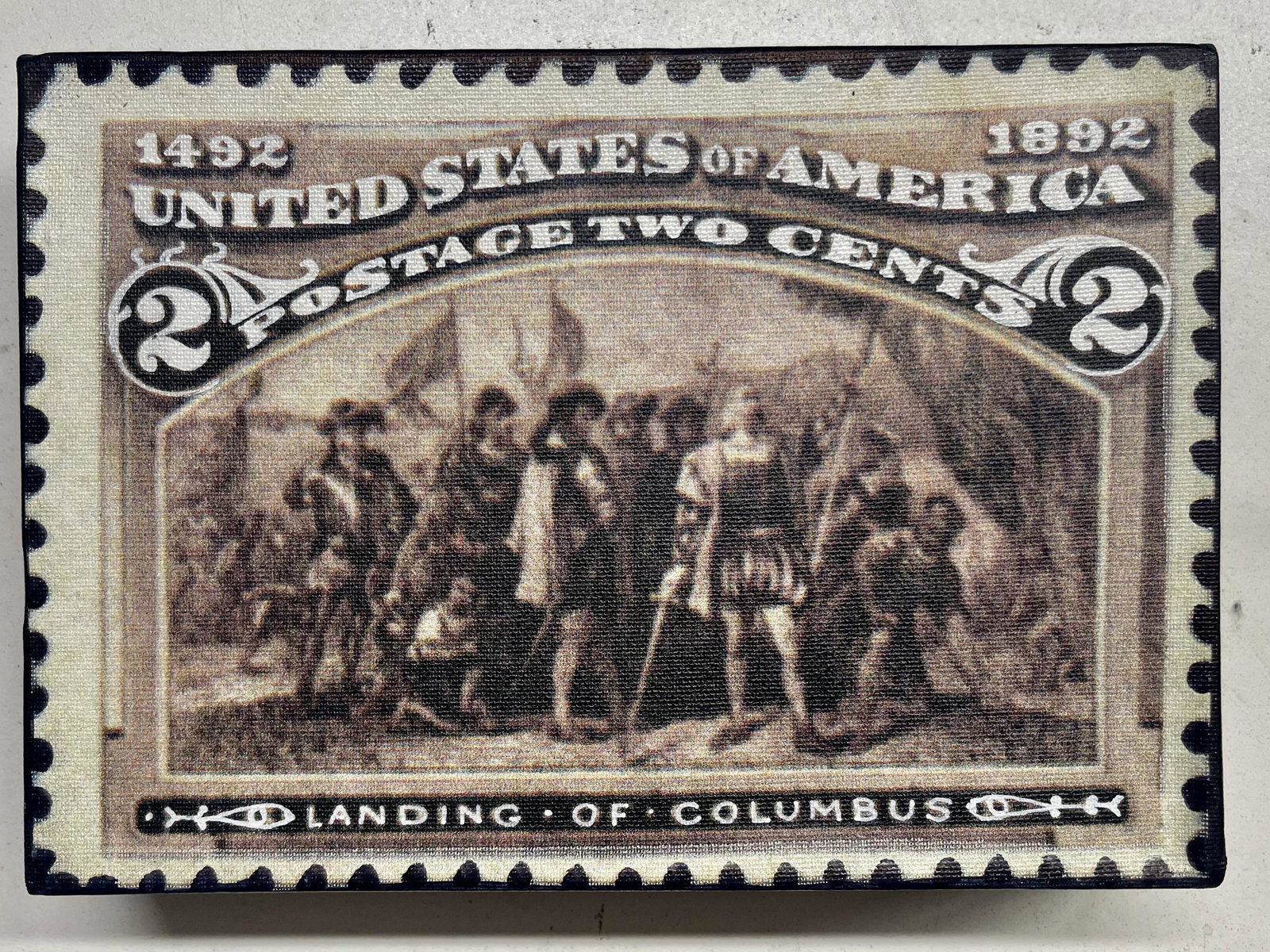 Landing of Columbus 2 Cents by Steve Kaufman SAK (1 of 2)