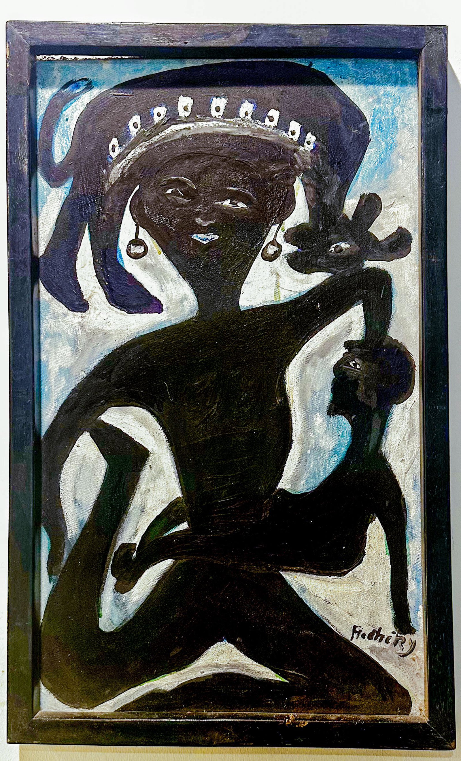 Original Haitian Painting by Unknown: Original Haitian Painting by Unknownis a Haitian Painting Oil on Canvas with a Wooden Frame is from the R.C. Brictson Haitian Art Museum Collection. The art has been exhibited at the San Diego Museum 