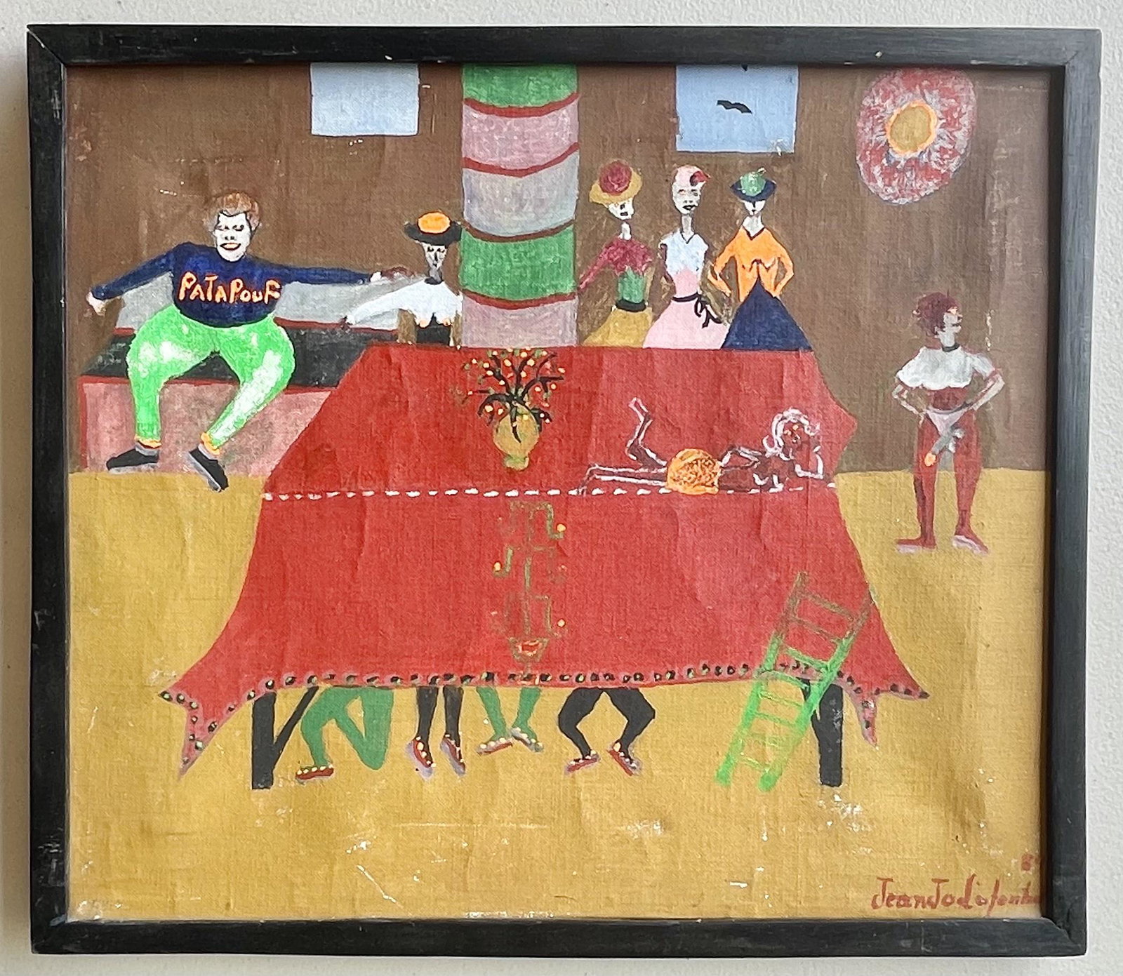 Patapouf, Original Haitian Painting: "Patapouf Bricston Collection Haitian Painting 1516;" by JeanJo Safentan Framed Oil on Canvas measures 15 x 17 x 1