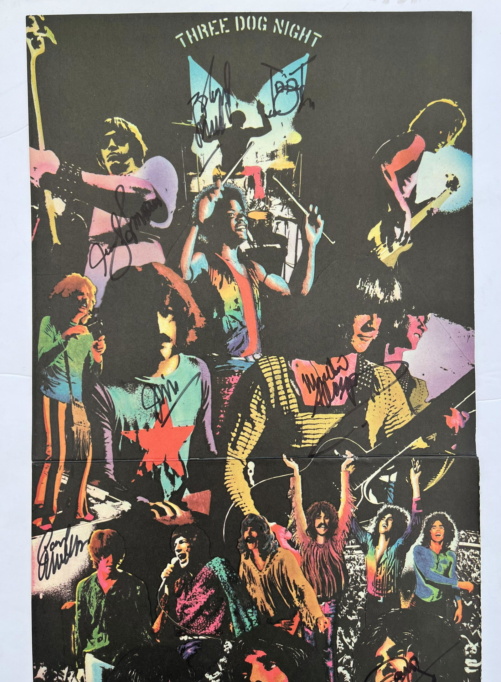 Signed Three Dog Night Naturally Cover: Signed Three Dog Night Naturally Album Coveris an album cover only signed by Danny Hutton, Cory Wells, Jimmy Greenspoon, Michael Allsup, Joe Sherrie, Chuck Negron, Floyd Sneed. This piece came from a