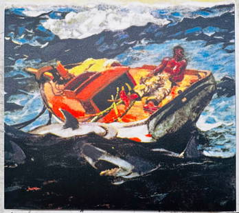 The Gulf Stream, Homer by Steve Kaufman: The Gulf Stream, Winslow Homer Homage by Steve Kaufmanis a unique hand pulled silkscreen mixed media gallery wrapped canvas and is hand signed by Steve Kaufman. Steve Kaufman was the apprentice of And