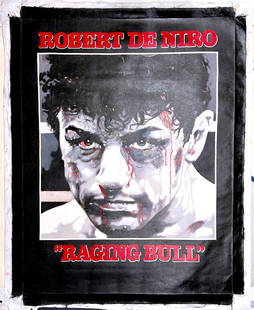 Robert De Niro in Raging Bull by Steve Kaufman: Robert De Niro in Raging Bull Movie Poster by Steve Kaufmanis an original oil on loose canvas hand signed by Steve Kaufman. Due to the nature of the canvas, these will need to be stretched or mounted