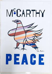 McCarthy Peace by Ben Shahn: McCarthy Peace by Ben Shahnis a hand pulled, fine art poster lithograph of the original advertising poster. It is sequentially numbered 132 in pencil by the curator at S2 Editions. Shahn created this