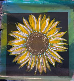 Sunflower Cel by Steve Kaufman: Sunflower Cel by Steve Kaufmanis an Original Production Cel hand signed by Steve Kaufman. Steve Kaufman was the apprentice of Andy Warhol. This piece came from The Bobby RAW Womack Estate. Bobby RAW W