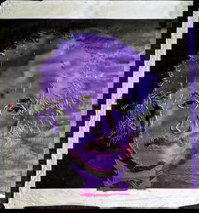Albert Einstein by Steve Kaufman: Albert Einstein by Steve Kaufmanis a unique hand pulled silkscreen mixed media on canvas and is hand signed by Steve Kaufman. Due to the nature of the canvas, these will need to be stretched or mounte