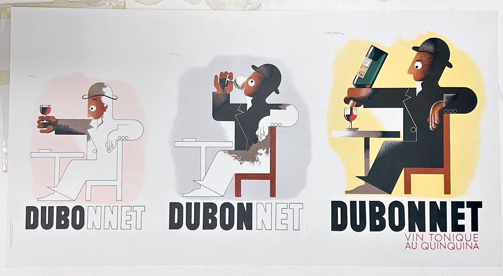 Dubo Dubon Dubonnet by Cassandre aka Adolphe Jean Marie Mouron: Dubo Dubon Dubonnet by Cassandre aka Adolphe Jean Marie Mouronis a hand pulled, fine art poster lithograph of the original advertising poster. It is sequentially numbered 32 in pencil by the curator a