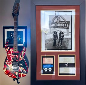 Eddie Van Halen Smashed Kramer Guitar and Plaque