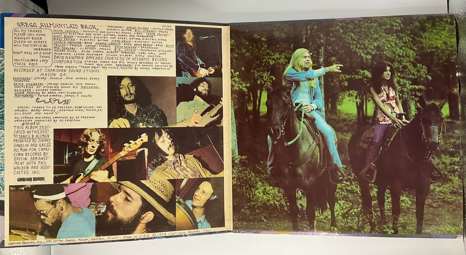 Greg Allman Signed Album Cover: Greg Allman Signed Album CoverLaid Back album vinyl record in playing condition. The album is signed by the listed artist. This piece came from a private collector with unknown origination and authent