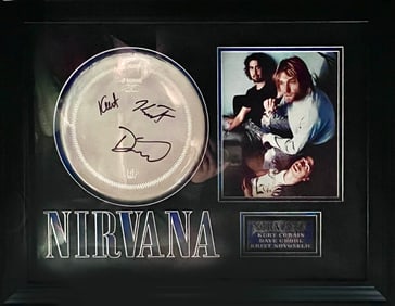 Signed Nirvana Drumhead Plaque