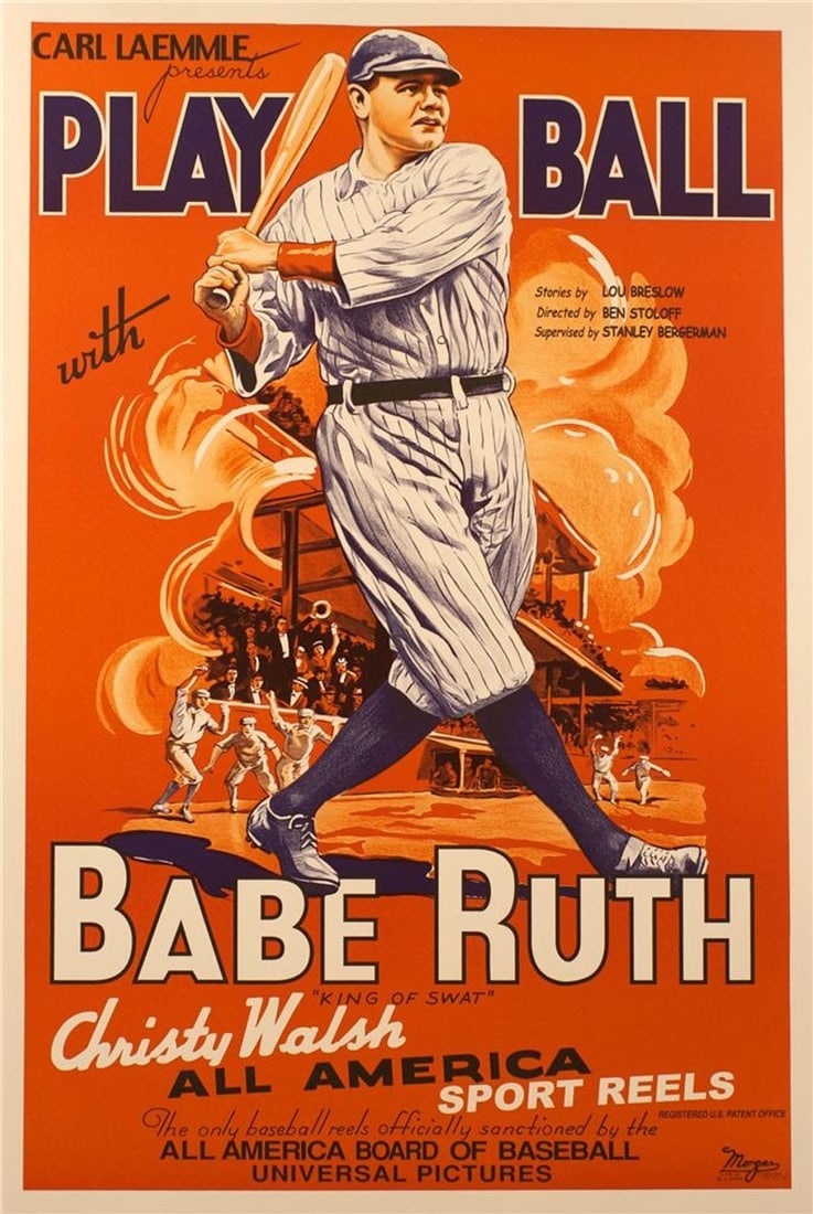 Play Ball With Babe Ruth 1920 Movie Poster Litho (1 of 1)