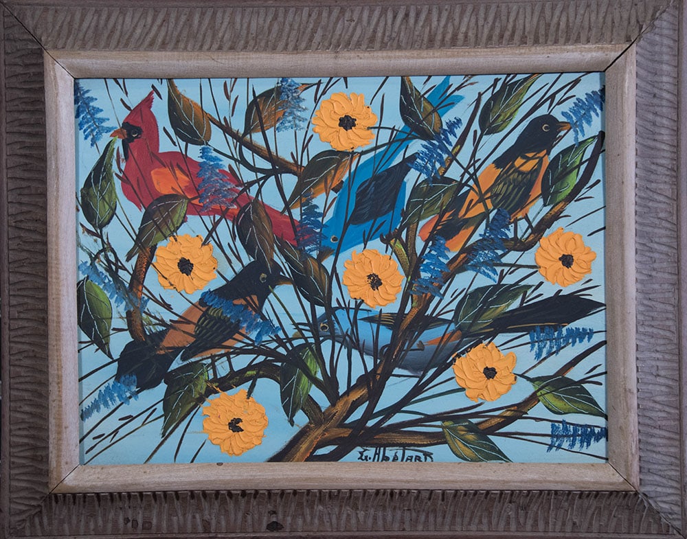 Five Birds with Five Yellow Flowers - Haitian Painting by Gesner Abelard (1 of 1)