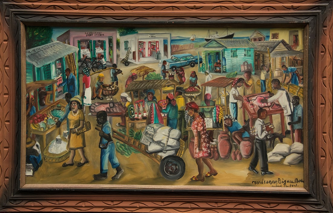 Market Place by the Port - Haitian Painting by Wilson Bigaud (1 of 1)