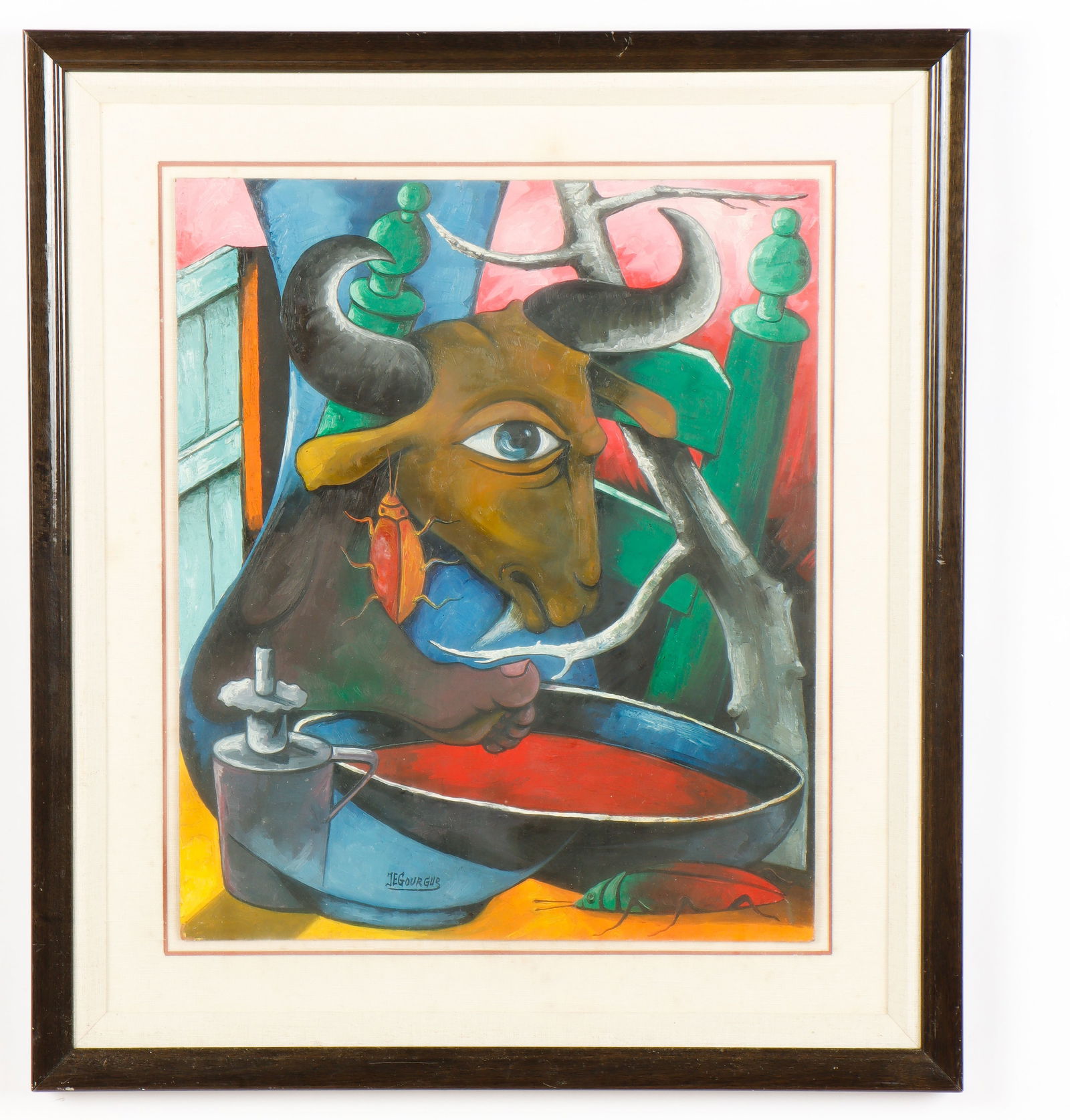 One-Eyed Goat - Haitian Painting by Jacques-Enguerrand Gourgue (1 of 1)