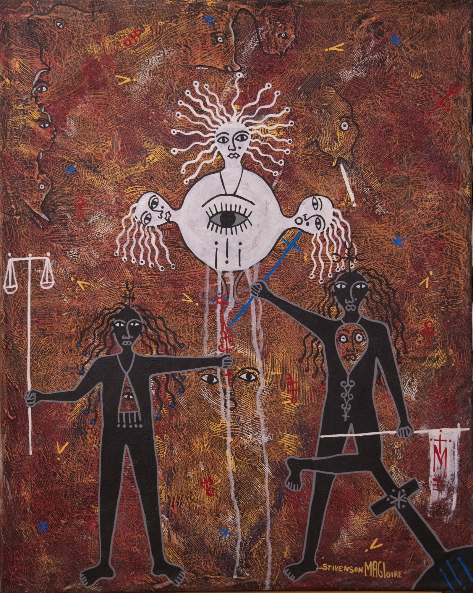 Vodou and Christian Symbolism - Haitian Painting by Stivenson Magloire (1 of 1)