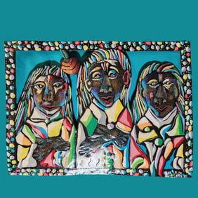 3 Women - Haitian Metal Sculpture by Renold Almann