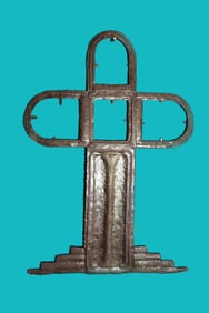 Cross with Frames for Pictures - Haitian Metal Sculpture by Jacques Balan