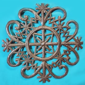 Circle with Triangles - Haitian Metal Sculpture by Jonas Balan