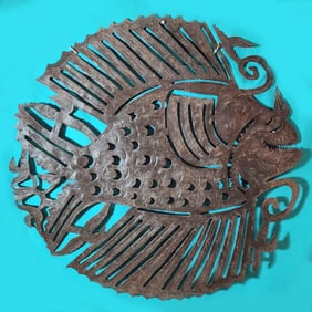 Huge Fish - Haitian Metal Sculpture by J.P. Bernard
