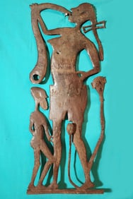 Blowing Horn - Haitian Metal Sculpture by Gabriel Bien-Aime