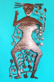 Woman with Vines - Haitian Metal Sculpture by Gabriel Bien-Aime