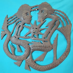 Embracing the Sun - Haitian Metal Sculpture by Jonas