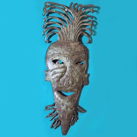 Carrot Mask - Haitian Metal Sculpture by Jean Sylvestre