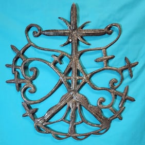 Cross over Smaller Crosses - Haitian Metal Sculpture by Unknown Artist
