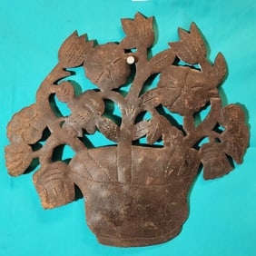 Pot of Flowers - Haitian Metal Sculpture by Unknown Artist
