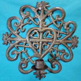 Filagree Hearts - Haitian Metal Sculpture by Unknown Artist