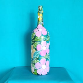 Bottle of Flowers - Haitian Painted by Frantz Zephirin