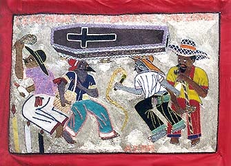 Ceremonie Jambe Barriere Jean Zombi - Haitian Drapo by Roudy Azor