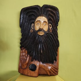 Man with Black Beard - Haitian Wood Carving by Destine Blaise