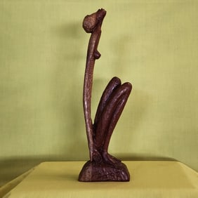 Woman Looking Up - Haitian Wood Carving by Ludovic Booz