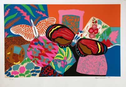 Bird and Butterfly - Painting  by Hunt Slonem