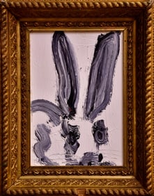 Black and White Rabbit - Painting  by Hunt Slonem