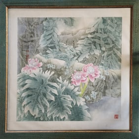 Etlingera and Philodendron - Chinese Watercolor by Yitao Liu
