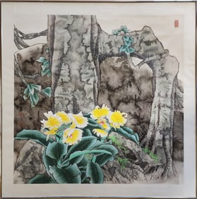 Frayed Costus sp. - Chinese Watercolor by Yitao Liu