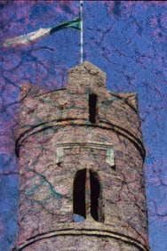 Castle Tower Ireland from Scanned Velvia Slide - Metal Print by Glenn Stokes