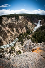 Lower Falls Yellowstone River Framed - Metal Print by Glenn Stokes