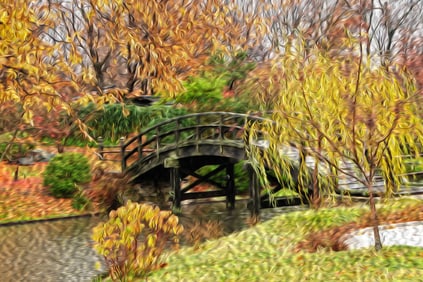 Fall Japanese Garden - Metal Print by Glenn Stokes