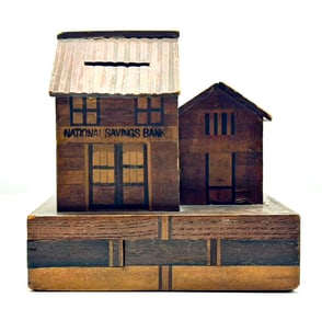 Vintage Japanese Wood Puzzle Bank