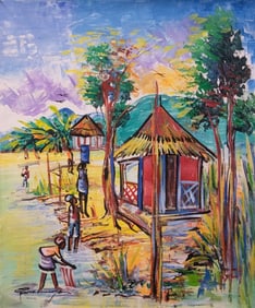 Hut Near Stream by Pierre Luckner