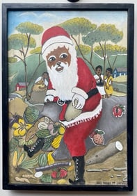 Original Haitian Painting Santa by Abel Michel