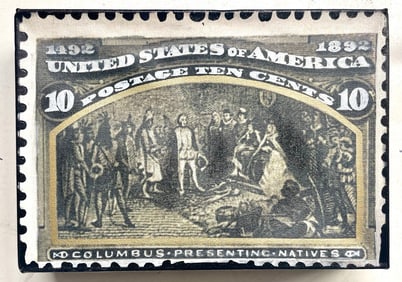 Columbus Presenting Natives 10 Cents by Steve Kaufman SAK