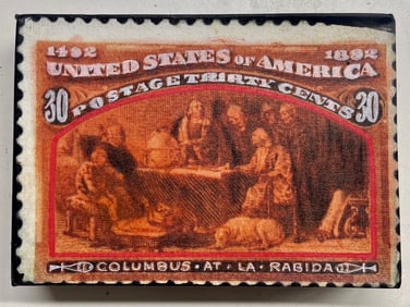 Columbus at La Rabida 30 Cents by Steve Kaufman SAK