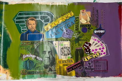 Bugsy Siegel Flamingo Hilton Las Vegas Collage by Steve Kaufman