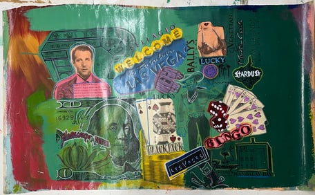 Bugsy Siegel Flamingo Hilton Las Vegas Collage by Steve Kaufman