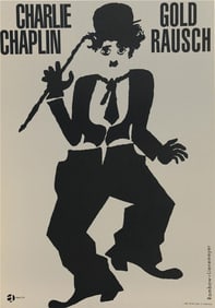 Charlie Chaplin 1960 German Gold Rausch Litho