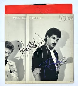 Signed Hall and Oates Voices Album w Record