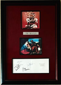 Signed The Beatles Christmas Card Plaque